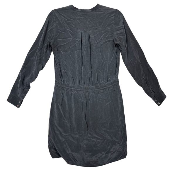 Vince 100% Silk Long Sleeve Black Tunic Mini Dress with Pockets Size 4 - Picture 3 of 5